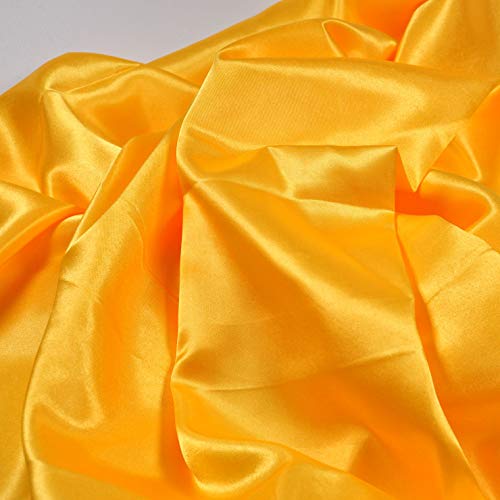 Image of Charmeuse Satin Yellow Fabric, 60 inch Wide, Silky, for Wedding,Bridal,Decoration, Fashion,Apparel Crafts by 1Yard