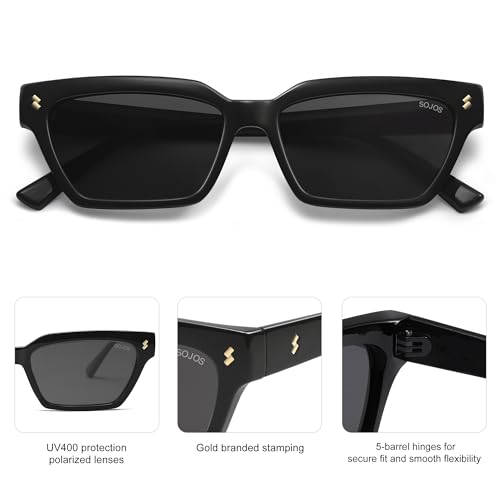 SOJOS Trendy Polarized Sunglasses Womens Men Retro Vintage 90s Cute Cat Eye Narrow Sun Glasses SJ23814