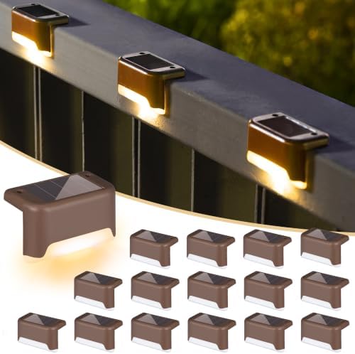 SOLPEX Solar Deck Lights Outdoor 16 Pack,Step Light Waterproof,Warm White