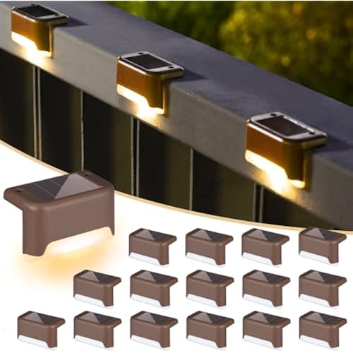 SOLPEX Solar Deck Lights Outdoor 16 Pack,Step Light Waterproof,Warm White