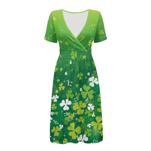 Image of Women's Summer Formal Dresses Short Sleeve Wrap V Neck Dresses Bridesmaid Wedding Guest Dress with Pockets