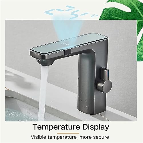 Batería de lavabo monomando con sensor digital y acabado en latón 5