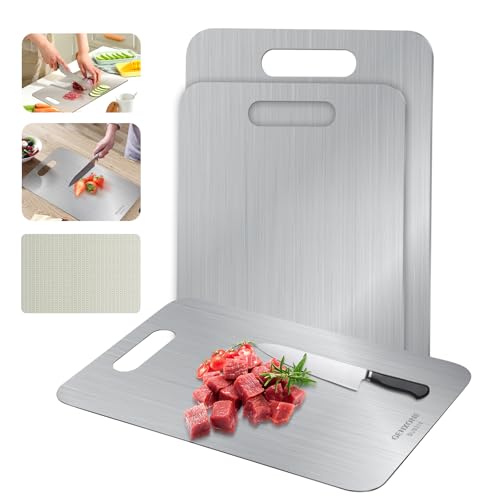 Tabla de cortar de acero inoxidable SUS316, diseño rectangular, doble cara, apta para lavavajillas, 34.04 cm x 23.11 cm x 0.18 cm miniatura 1