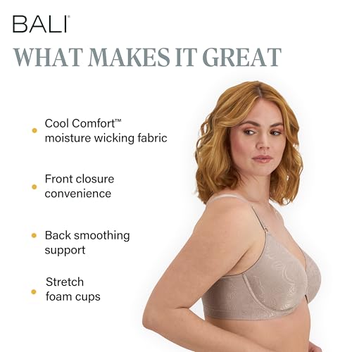 Image of Bali Women's Everyday Bras for Women - Comfort Revolution Front Close Bras, Adjustable & Supportive, Plus Size Women