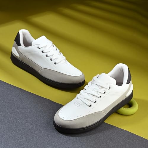 Image of Cruiser Men's Sneakers | Trendy Lace-Up Casual Shoes | Low-Top Korean Style Minimalist Shoes with Dual Texture| Contrast Heel Tab for College,Party, Casual,Office, Streetwear,Travel (2667)