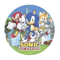 dekora – Kuchendekoration für Geburtstage – Essbarer Waffelaufleger Sonic 20 cm – Glutenfrei, Laktosefrei, Ohne Zuckerzusatz – Für Vegetarier geeignet