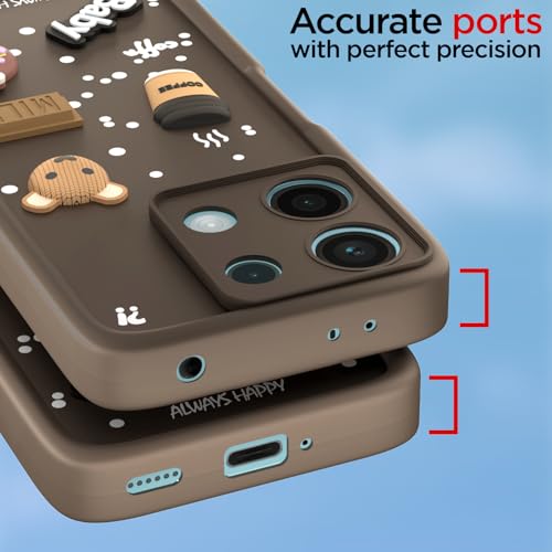 Image of Outlouders Back Cover for Redmi Note 13 5G | 3D Cartoon Cute Fun Bear | Silicone Full Body Protection Bumper Case (Brown)