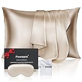Powsure 100% Pure Mulberry Silk Pillowcase for Hair and Skin - 22 Momme 6A Zippered Silk Pillow Case-Standard 20"x26" Gifts for Women(Pack of Silk Pillowcases and Eye Mask Set)
