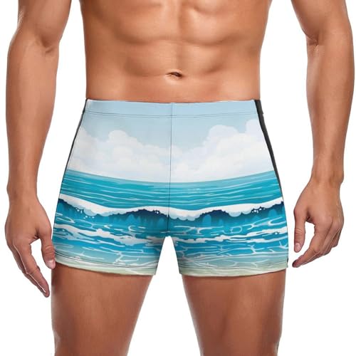 Boxer de bain homme bleu extensible et résistant au chlore avec cordon serrage