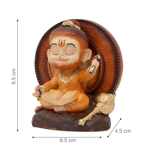 Image of Blessing Hanuman Idol - Multicolor Sitting Bajrangbali Murti with Gada for Home Temple Decor | Lord Hanuman Ji Statue for Strength, Protection & Devotion | Puja Showpiece Gift (9.5 Cm Hanuman Ji)