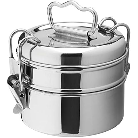 2-Tier Tiffin Box - Stainless Steel Insulated Lunch Box with 2 Separate Compartments, Great for Indian Dishes Cover