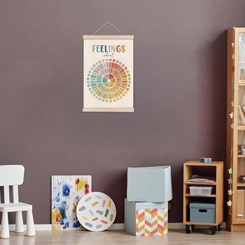 Image of Feelings Wheel Poster Hanger Frame, Mental Health Posters, Feelings Chart, Therapy Office Decor, Calm Corner Wall Decor, Emotional Learning Wall Art for School Classroom Counseling Office 16x12 Inch