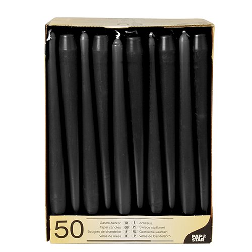 Papstar 50 Leuchterkerzen Ø 2,2 cm 25 cm schwarz Spitzkerzen