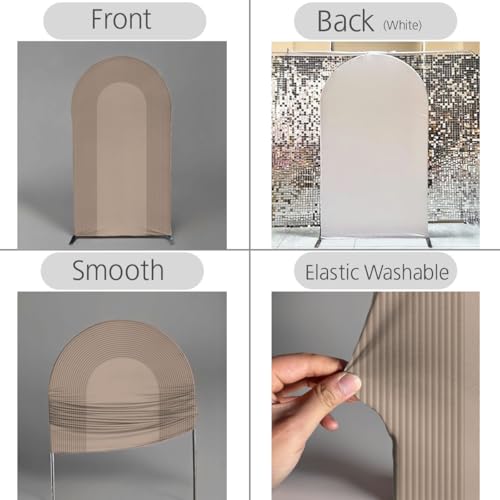 Haploquest Ripples Arch Backdrop Cover Spandex Background for Baby Birthday Baby Shower Wedding Party Decoration (Brown Ripples,6.6x3.3ft) by Haploquest - Image 3