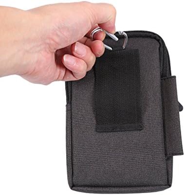Vertical Cell Phone Waist Bag for Men, Cell Phone Belt Clip Pouch Small, Outdoor Sport Travel Universal Cellphone Belt Loop Holster Purse Pack with Pen Holder Carabiner Zipper Handbag Carrying Case