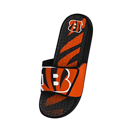 Image of FOCO mens NFL Team Stripe Logo Athletic Sport Shower Flip Flop Sandals Gel Slides