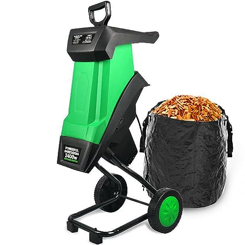 LBMED Electric Garden Shredder, 2400W Electric Wood Chipper with 50L Collection Bag, 4500rpm/min No-load Speed and 39mm Cutting Diameter, Good Crushing Effect, for Sanitation Worker
