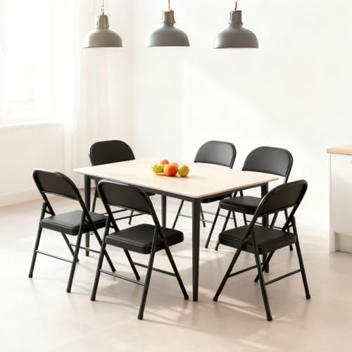 SHGJ&SOFT Set of 2 Folding Chairs with Padded Seats and Backs, Black Metal Frame Chair for Indoor and Outdoor, Home Office, Dorm, Party, Backyard, Lawn, Patio(Black, 2-Pack) - Image 3