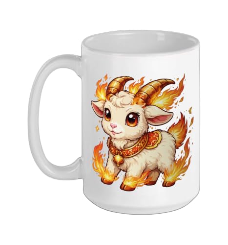 Year of Goat 2027 Lunar New Year Chinese New Year 2027 Ceramic Mug, White, 15oz