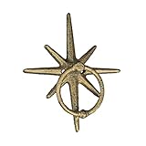Zeckos Timeless Splendor - Antique Gold Cast Iron Decorative Starburst Door Knocker - Rustic Celestial Elegance to Give Your Home a Welcoming Entrance - 6.25 Inches High