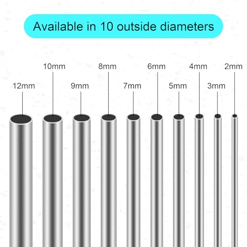 iMeistek 304 Edelstahlrohre, 8 mm Außendurchmesser, 0,2 mm Wandstärke, 300 mm Länge, Edelstahl-Rundrohre für Zuhause, DIY Handwerk (3 Stück)