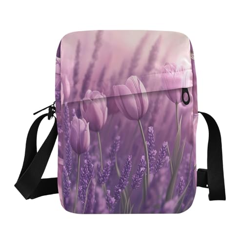 messenger bags Small Crossbody Bags For Women Shoulder Hand Bag For Woman Adjustable Strap for School School- flower Lavender Spring
