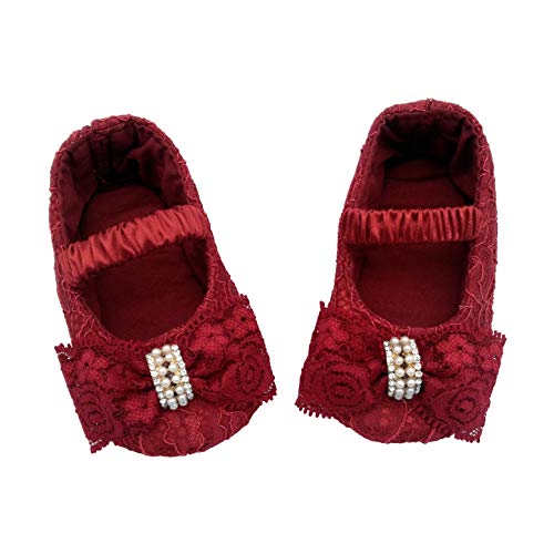Glamulice Red Outfit Baby Flower Girls Dress Lace Infant First Birthday Outfit Wedding Bridesmaid Ballerina Party Dresses 12-18 Burgundy Toddler Holiday Christmas Gowns Daughters Photo Shoot Event 12M #TOP2