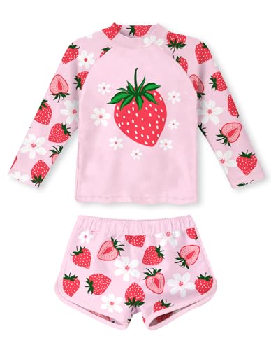 Image of Vogseek 4-10T Girls Rashguard 2 Pieces Long Sleeve Swimsuit Swimwear with Shorts