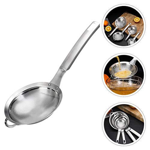 DOITOOL Coador de alimentos de malha fina com cabo longo de aço inoxidável para escumador de gordura