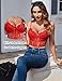 Avidlove Red Corset Top for Women V Neck Elastic Straps Crop Tops Going Out Party Bustier Outfits Red M