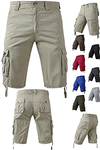 Osmyzcp Mens Casual Loose Fit Cargo Shorts Straight Multi Pocket Outdoor Short Black 36 #TOP3