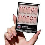 Glamnetic x Fanatics Press On Nails - San Francisco 49ers | Short Almond Fake Nails, NFL 49ers Red French Tips, Football Nails, Salon-Quality | 15 Sizes - 30 Nail Kit with Glue
