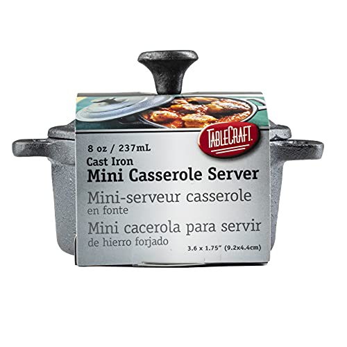 Tablecraft Cast Iron Round Mini Casserole With Lid Cookware, 8-Ounce, Black, 8 Oz #TOP3