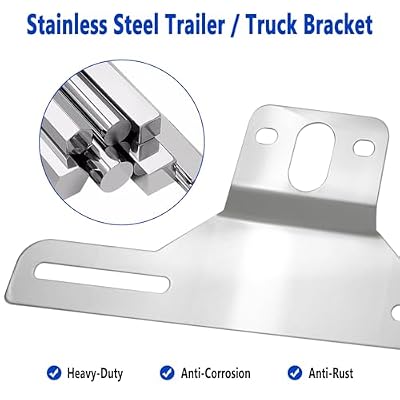Aootf Trailer License Plate Bracket Holders- Stainless Steel Metal Car Tag Frame for Truck/RVs/Boats, 2 Pack Chrome Holder with Screw Caps and Reflective Strip