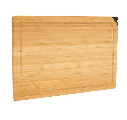 CHEF COQ Luxury Extra Large Eco Friendly Cutting Board with Knife Sharpener and Anti Skid Protection