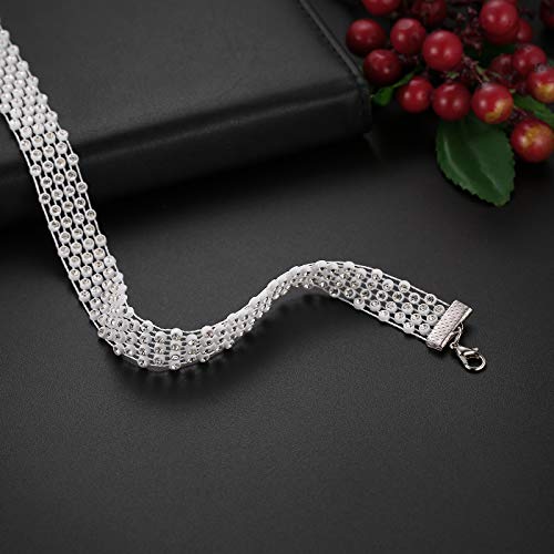 Flongo Damen Choker Halsband Strass glitzer Halsketten 2 Stück Set weiß schwarz Holzkohlenbohrer Tattoo Kette Kropfbänder Schmuck glitzer verstellbar Geschenk Kinder Mädchen Frauen