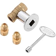 Aupoko 1/2-Inch Straight Quarter-Turn Shut-Off Valve Kit for NG LP Gas Fire Pits, 3-inch Key and 3/8 Male Flare x 1/2 NPT Fittings x 2, Fits for NG LP Gas Fire Pits Indoor & Outdoor Fireplace