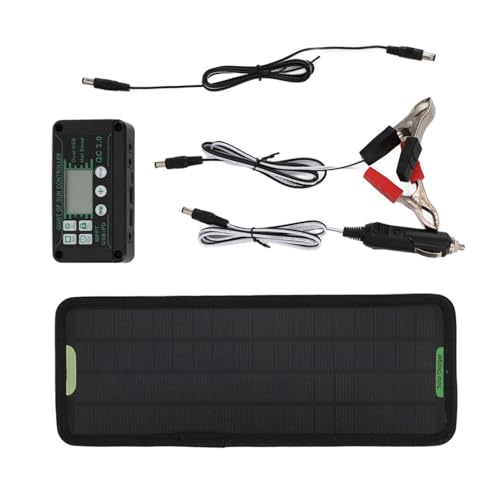 Kit de carga solar para coche, Cargador de coche con panel solar - Cargador de panel solar para automóvil con controlador - Panel solar de invierno con correa trasera para motocicleta, , C