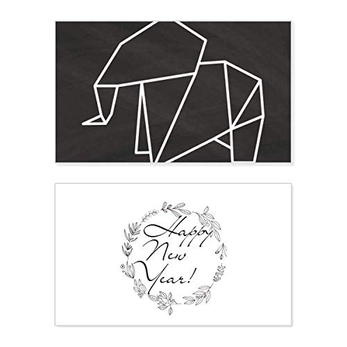 Carte de Nouvel An éléphant origami géométrique abstrait cadeau créatif
