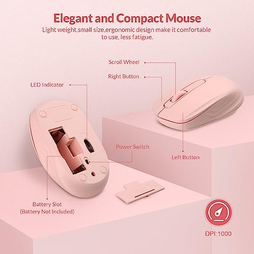 Wireless Keyboard and Mouse Combo - Rii Standard Office PC Keyboard and Optical Wireless Mice (Pink) by Rii - Used condition - Image 6