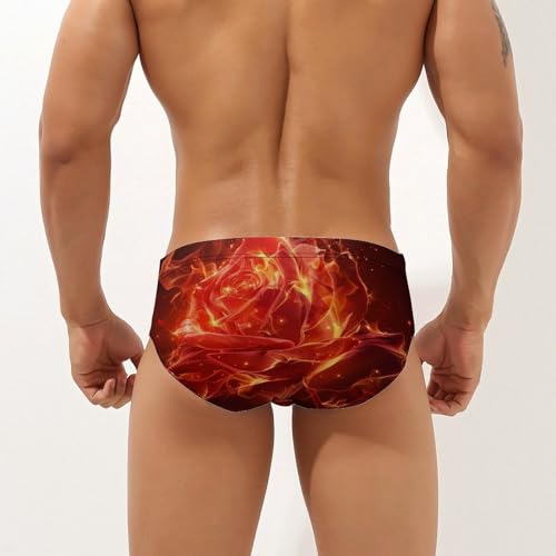 Burning Red Rose Novelty Men's Brief Swimwear Pants Swimming Trunks Beach Shorts Underwear2