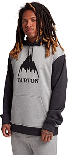 Burton Mens Oak Pullover, Gray Heather/True Black New, Large