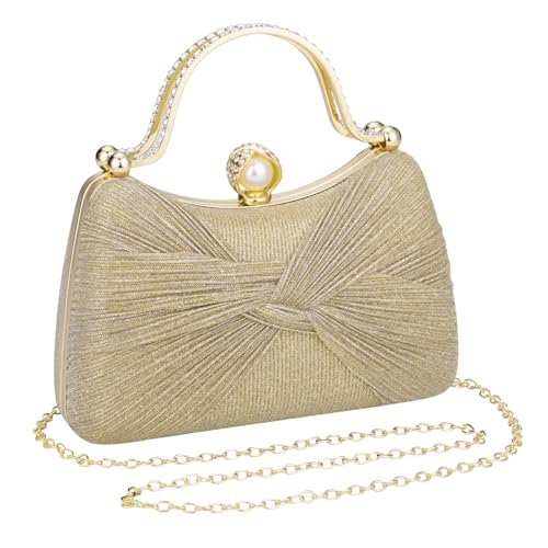 Pochette dorée à paillettes spacieuse pour ne plus rien oublier en soirée