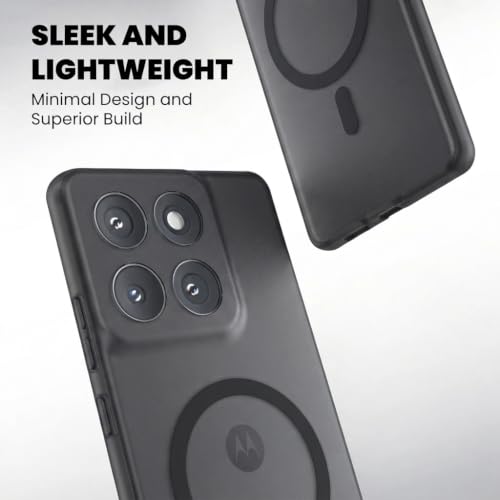 Image of DIZORO Matte Case for Motorola Moto G67 Power Compatible with MagSafe, Camera Lens Full Protection, Shockproof Translucent Frosted TPU Soft Phone Cover, Anti-Fingerprint (Black)