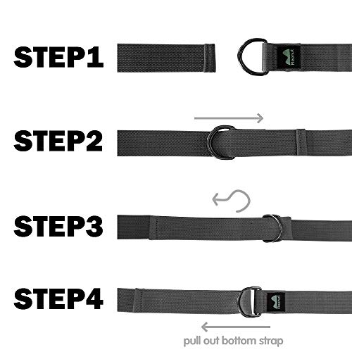 REEHUT Yoga Strap 8ft with Ebook - Durable Polyester Cotton Exercise Straps w/Adjustable D-Ring Buckle for Stretching, General Fitness, Flexibility and Physical Therapy Black