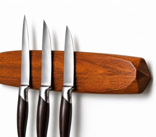 Image of Ibyx Magnetic Knife Holder - Acacia Wooden Wall-Mount Magnetic Knife Strip & Organizer with 3M No-Drill & Screw Mount Options, Water-Resistant Universal Knife Holder | 16 Inches, Capacity 8.8 lb