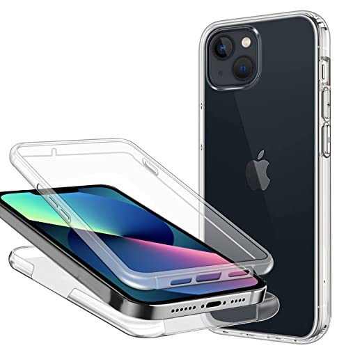 ZYIMOU Cover per iPhone 14 / iPhone 13, 360 Gradi Protezione Progettata Trasparente Ultra Sottile in Silicone Indietro Custodia Cellulare Bumper Protezione Premium Resistente Case