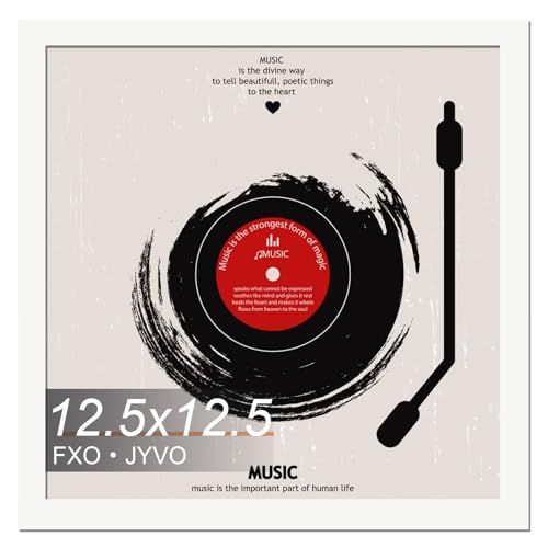 Fxojyvo Vinyl Record Frame for the Wall Display Album Cover, White 12.5 x 12.5 Frame for any 12 Inch...