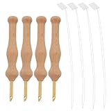 WOONEKY 4 Set Aghi da Ricamo con Manico in Legno e Passanastro Kit Punch Needle Portatile ...