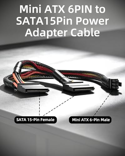 Cable adaptador Mini 6 Pin a Dual SATA 15 Pin miniatura 2